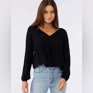 NWOT O'Neill Carlotta Long Sleeve Peplum Top size Med